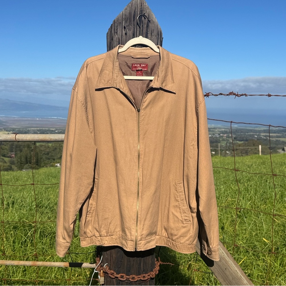 Lava bay Y2K Tan Basic Bomber Jacket Cotton workwear chore  XL